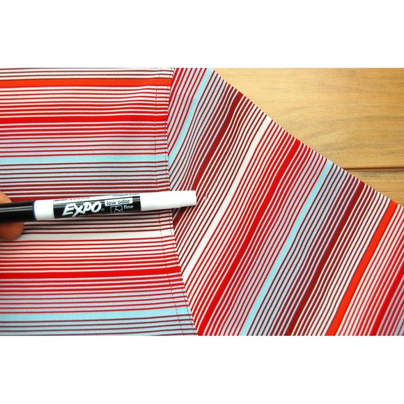 Puma Golf Polo Shirt Mens Large Red Blue Striped Performance Dry‎ Cell Athletic - Picture 8 of 16